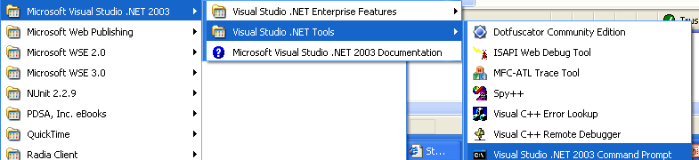 Visual Studio 2003 Command Prompt