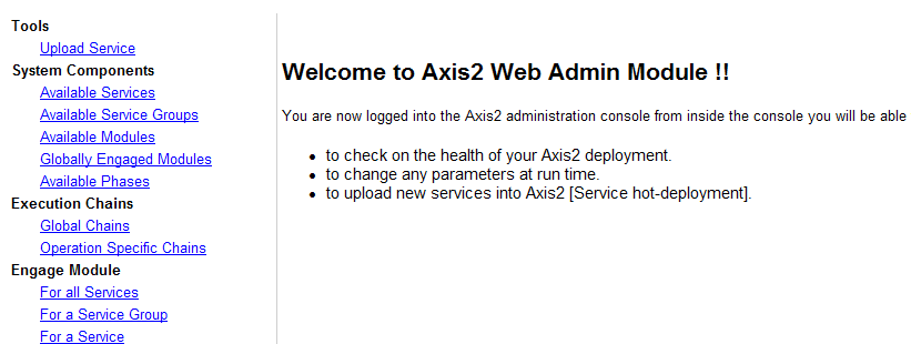 Axis 2 Admin Page