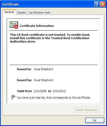Example of Self-Signed Certificate