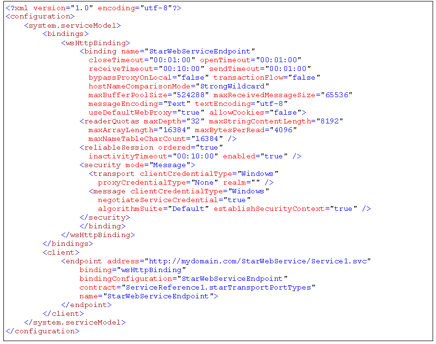Example client service proxy
